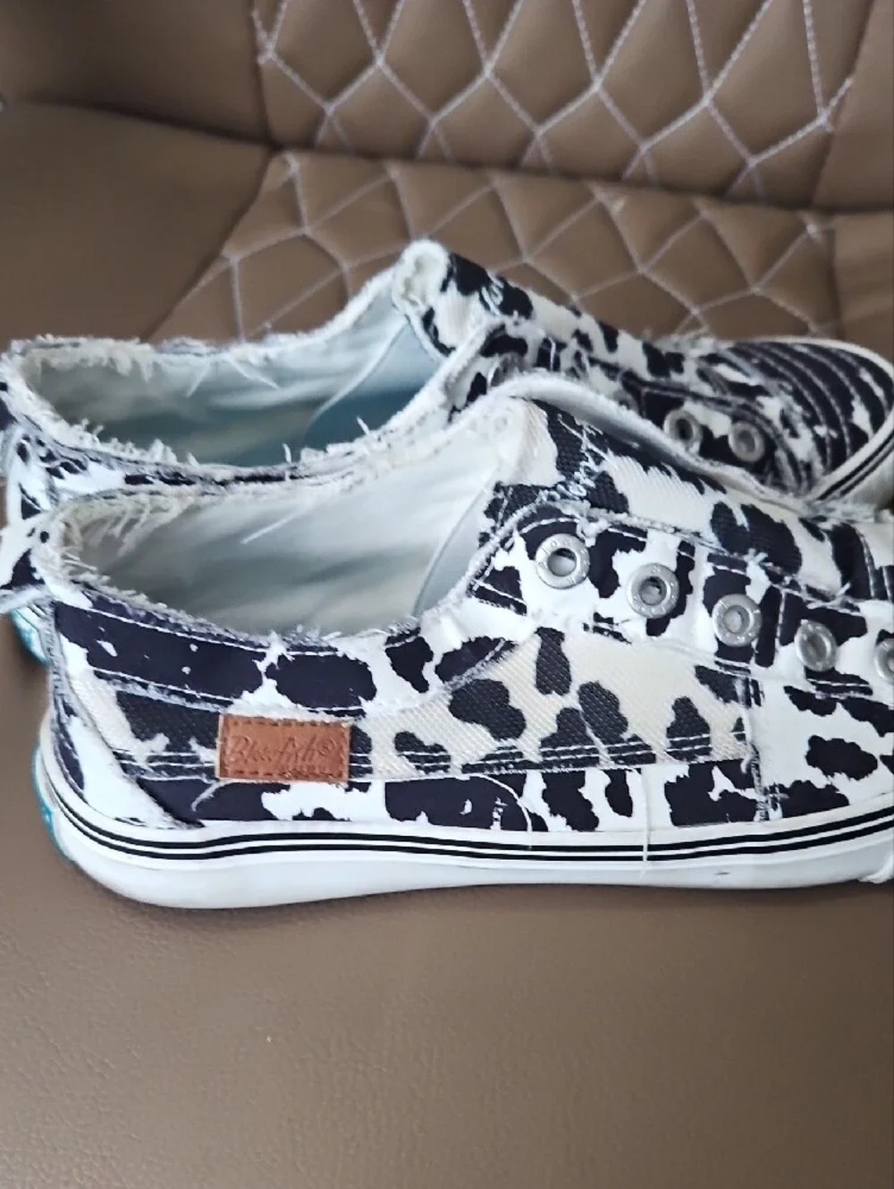 Blowfish Black & White Cow Print Slip-Ons 8.5